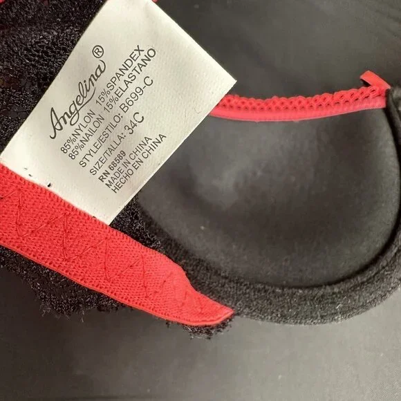 Angelina Black Pink Bra Silky Lace Detail Convertible Removable AdjustableStraps - Picture 9 of 10